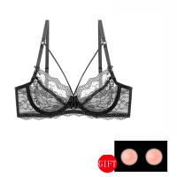 New Deep V Lace Bra Top Female Sexy Lingerie Transparent Ultra Thin Bras For Big Breast Women Underwear Brassiere A B C D E Cup