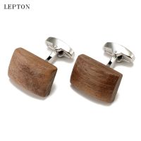 【hot】 Low-key Luxury Wood Mens Lepton   Ellipse walnut Cuff Men Shirt Cuffs Cufflink