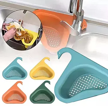 Kitchen Sink Drain Basket Swan Drain Rack - Multi-functional Hanging  Filtering Triangular Drain Shelf, Corner Kitchen Sink Strainer Basket Easy  To Dis