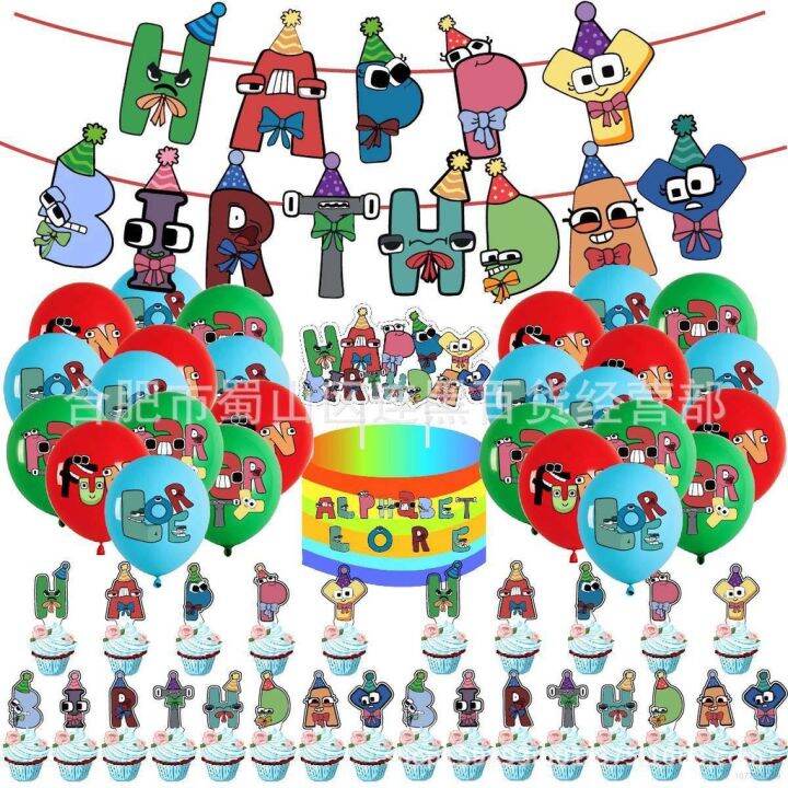 Alphabet Lore Party Decoration Birthday Supplies Banner Cake