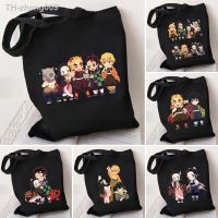 Demon Slayer Tote Bag Japan Anime Handbags Canvas Shoulder Women Shopper Bag Kimetsu No Yaiba Reusable Eco Large Capacity