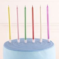 【CW】 Containing 6 Pcs Birthday Candles Colorful Small Rod Round Gold-Plated