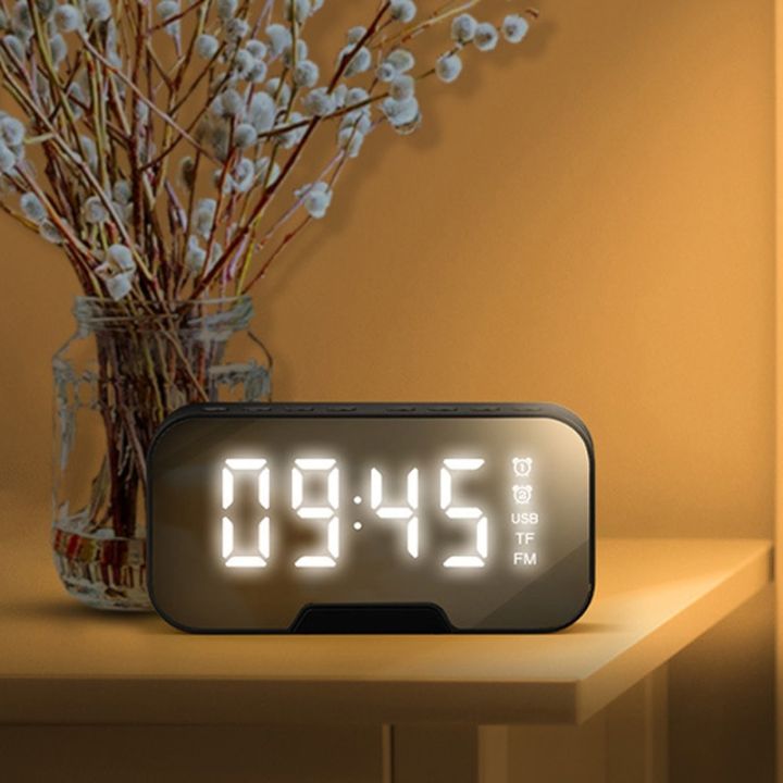 worth-buy-นาฬิกากระจกนาฬิกาปลุกแอลอีดีดิจิทัลพร้อมวิทยุ-fm-รองรับเครื่องเล่นเพลงไร้สายนาฬิกาตารางอัจฉริยะอิเล็กทรอนิกส์บัตร-tf-aux