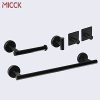 MICCK Stainless Steel Bathroom Shelf Toilet Towel Bar Paper Towel Rack Organizer Hooks Holder Bathroom Accessories Hardware Set Bathroom Counter Stora