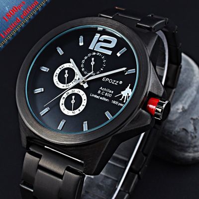 Brand EPOZZ Men Limited Edition Silver Quartz Watch Chronograph Male Clock Full Steel Wristwatch relogio masculino kol saat 1603