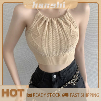 hanshi [2023 new HOT FASHION] lazlook เสื้อชั้นในถักแบบมีสายคล้องคอของผู้หญิงเสื้อกล้ามเซ็กซี่เปิดหลังแขนกุดเปิดหลังเข้ารูปสำหรับฤดูร้อน