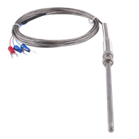 Steel Temperature Probe Pt100 RTD Sensor Cable 2M 98 mm 3 Wires -50 ~ 400 Celsius