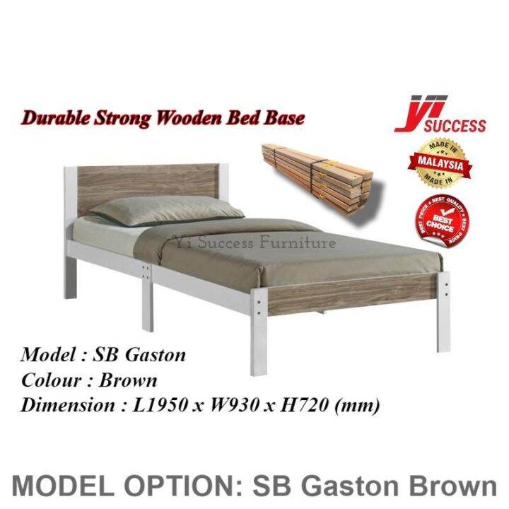 Newell wooden single bed frame / solid wood single bed / katil bujang