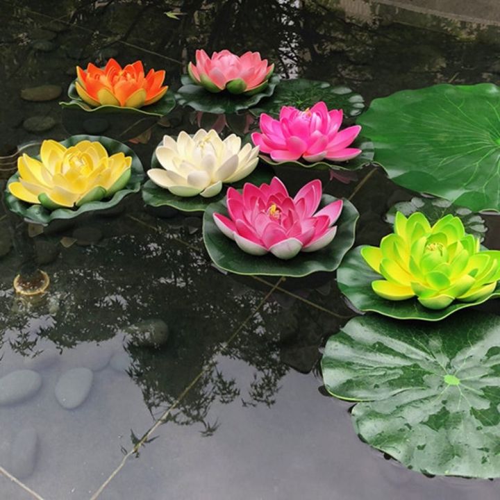 sdgbftjj-น้ำพุลอยน้ำได้เหมือนจริงตกแต่งบ้านบ่อพืชดอกไม้ปลอมดอกไม้ประดิษฐ์ดอกบัวสระว่ายน้ำตกแต่ง