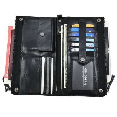 （Layor wallet）  GENODERNLeather Men 39; S Purse With PhoneCowhide LongforwithLeather Wristlet Men 39; S Clutch Bag