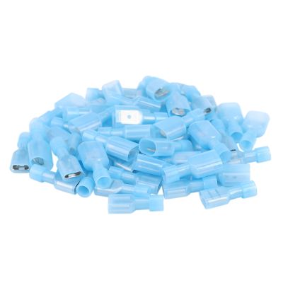50pcs Female &amp; Male Fully Insulated Wire Terminals Connector Nylon Spade Connectors Blue
