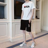 【hot seller】 mens sports summer short-sleeved casual new t-shirt trendy brand suit with handsome