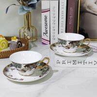 [Hot On Sale] Luxury 2 Pcs Simple Artistic Bones Chinese Tea Coffee Cup &amp; Tray European Royal Milk Tea Dish Drinking Water Set &amp; Gift Box