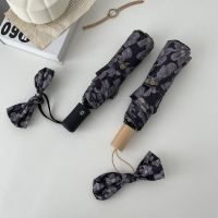 ins Umbrella Japanese Floral Sun Umbrella Vinyl Sunscreen Umbrella Anti-UV Mini Umbrella Automatic Folding Umbrella