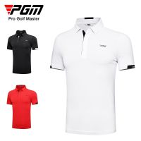 PGM golf clothing mens summer short-sleeved t-shirt sports fabric moisture absorption and quick-drying simple fashion top golf