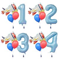 Lightning Plane Rockett Foil Helium Balloons 40inch Number 123 Ballons Happy Birthday Party Decors Kids Baby Shower Gift Glob Artificial Flowers  Plan