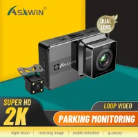 【Asawin A12】2K Dash cam front and rear for Car DVR Driver Recorder Dual Lens 3In IPS UHD Night Vision Reversing rear view Metal case Multilingual【1 year warranty】
