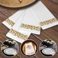 10pcs Table Paper Napkins Elegant Tissue Vintage Towel White Foil Gold Birthday Wedding Party Home Decor Paper Serviettes 2021