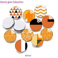 Orange  Geometry  Round Photo Resin Glass Cabochon Demo  Flat Back Making Findings     S0151 Beads