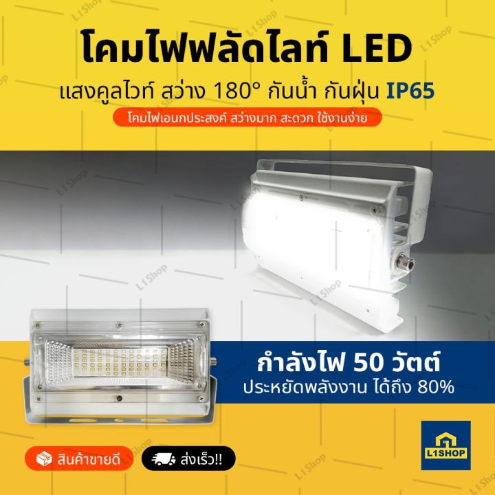 ไฟฟลัดไลท์-ไฟสปอร์ตไลท์-led-50วัตต์-โคมไฟฟลัด-ไฟในบ้าน-ความสว่าง-180-ํ-ประหยัดพลังงาน-floodlight-21-5cm