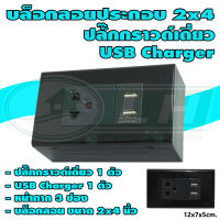 บล็อกลอย ขนาด 2x4 นิ้ว พร้อม USB Charger 1 ตัว ปลั๊กกราวด์เดี่ยว 1 ตัว (G-40) * ยกลัง 12 ชุด *