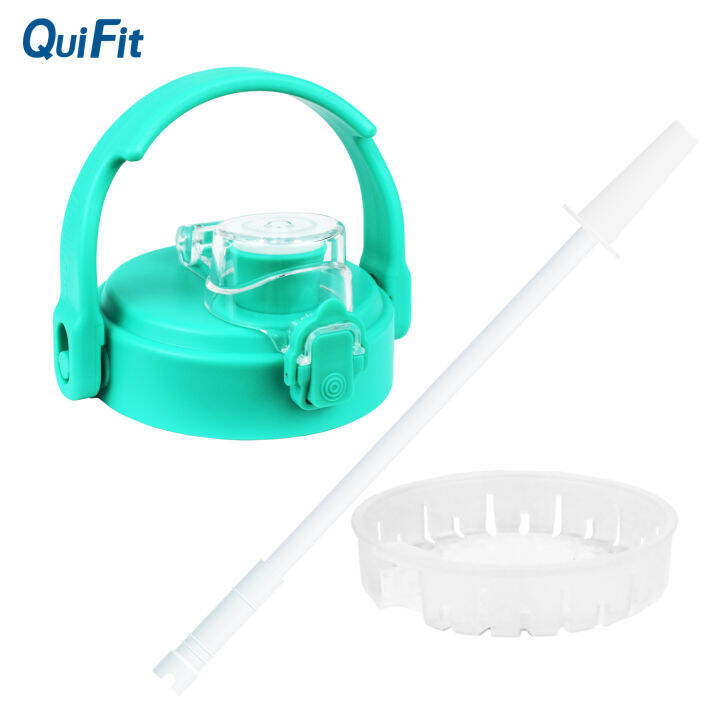 QuiFit Water Bottle Width Mouth FlidFlod Lid with Straw and Filter for