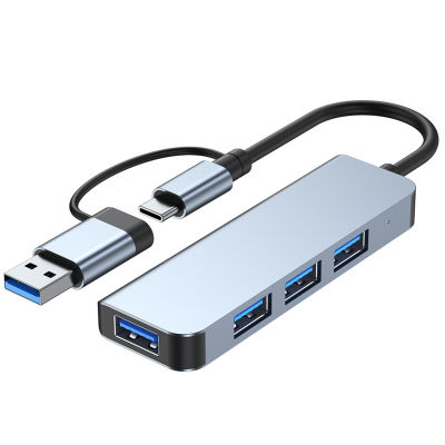 ที่เก็บข้อมูลขนาดใหญ่ฮับคอมพิวเตอร์ปลั๊กคู่มัลติฟังก์ชั่นฟรีการกระจายความร้อนที่ดีเอาต์พุตที่เสถียรการส่งข้อมูล Ultra Slim 4 USB 3.0 Hub Splitter อุปกรณ์เสริมคอมพิวเตอร์ฮับข้อมูลที่ทนทาน