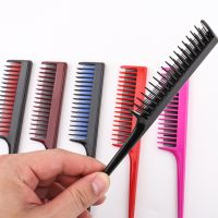 【CC】 Hair Comb 3-row Teeth Teasing Plastic Detangling Rat Tail Colorful Hairdressing Combs