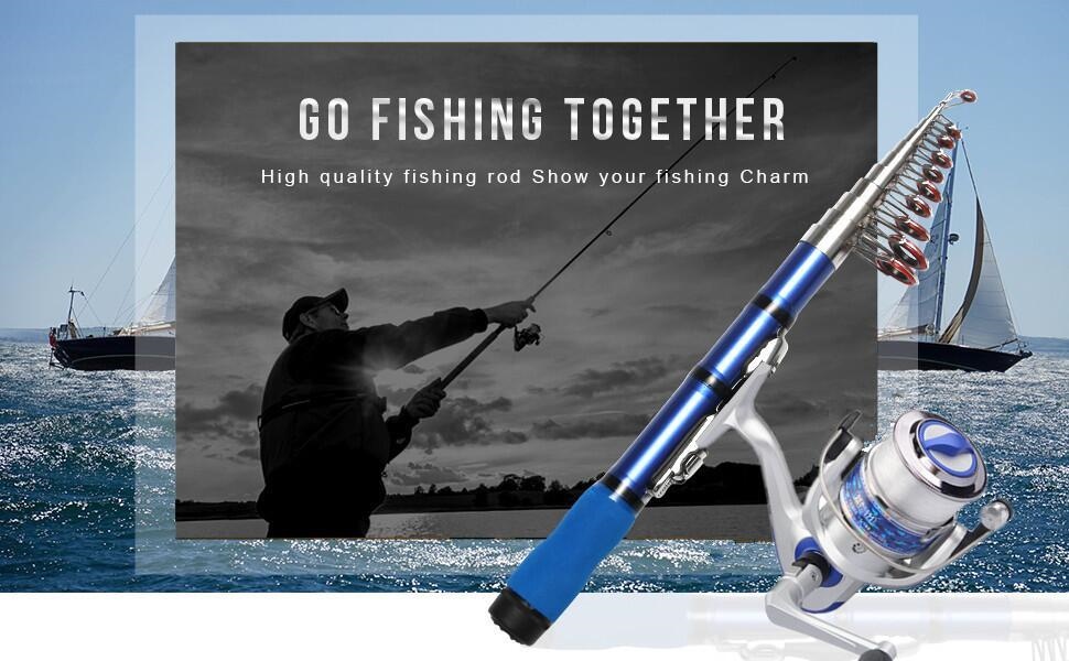 BNTTEAM Mini Spinning Reel & Rod Combos With Telescopic Fishing Rod Reel Lures Hat Folding Bucket Retractable Net Fishing Line Set Fishing Combos for Kids/Beginners 