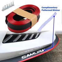 Car Universal Front Bumper Lip Carbon Fiber Rubber Splitter Chin Spoiler Side Skirt Rubber Anti-Scratch Protector Decor Kit