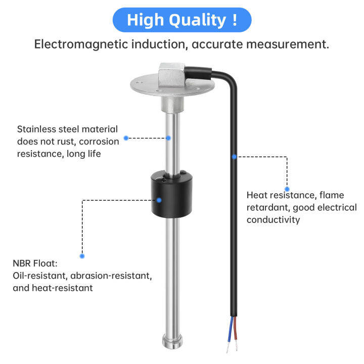 เซ็นเซอร์ระดับน้ำ52มิลลิเมตรระดับน้ำเมตรถังตัวบ่งชี้ที่มีแสงไฟสีแดง0-190โอห์มวัดระดับน้ำสำหรับรถยนต์เรือมอเตอร์9-32โวลต์