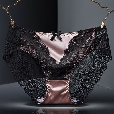 （A So Cute） Sexy SatinPanties Women 39; S Underwear Transparent SheerBriefs Tangas Knickers SoftSatin Panty