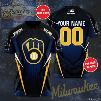 Milwaukee Brewers Custom Name And Number Classic Mens And Womens Tee 3D, Size S-5Xl