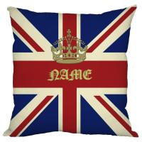 Personalised Name Cushion Cover Custom Royal Union Jack Throw Pillow Case Crown Kids Boy Girl Birthday Gift Decor Two Sides 18