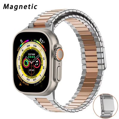 สายเหล็กสแตนเลสสำหรับนาฬิกา Apple อัลตร้า49มม. 41มม. 45มม. 44มม. 42มม. 38 40มม. วงดนตรีสำหรับ Iwatch สร้อยข้อมือสุดหรู8 7 Se 6 5 4 3 (ไม่รวมนาฬิกา)