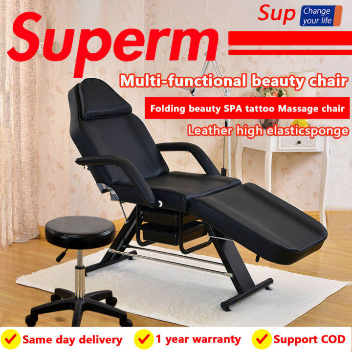 Folding Massage Chair Adjustable Angle Facial Spa Beauty Bed Tattoo Bed ...