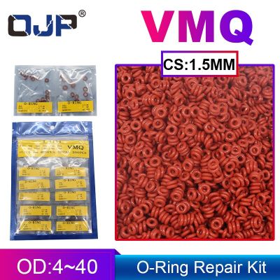 Red Silicon Rubber O-ring Silicone/VMQ thickness CS1.5mm multiple size repair kit combination O ring Seal Ring Gasket Washer Bearings Seals
