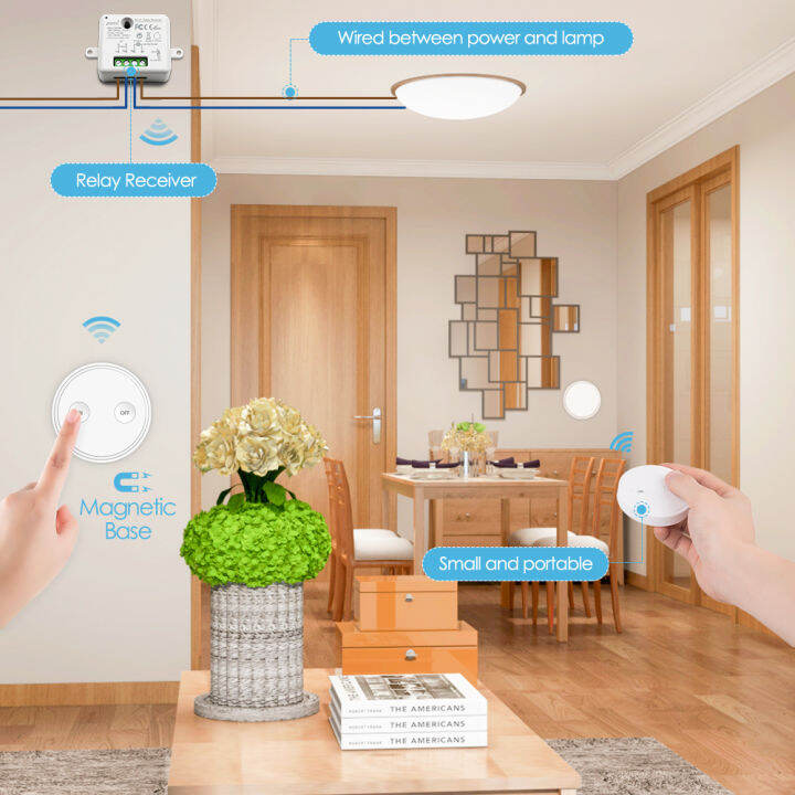 lighting-remote-control-wireless-switch-and-2-receivers-control-2-lights-by-1-switch-no-wifi-no-hub-easy-for-installation