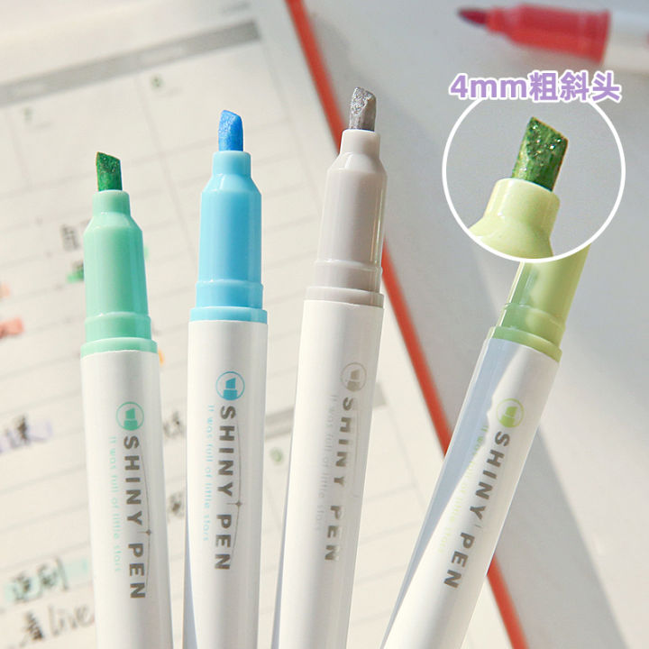 4pcs-glitter-สีเงาชุดปากกา-bling-sparkling-highlighter-marker-4-มม-แปรงสำหรับวาดภาพวาด-art-school-metallic-glitter-yrrey