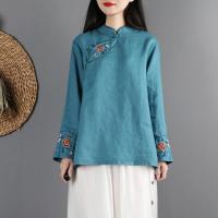 【CW】2022 hanfu tang suit traditional chinese women chiffon blouse chinese costume cotton linen blouses for female ancient tops