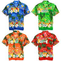 Size S XL เสื้อเชิ้ตฮาวาย เสื้อสงกรานต์ เสื้อลายดอก ไซส์เล็ก ไซส์ใหญ่ Hawaiian Shirt Aloha Holiday HW254