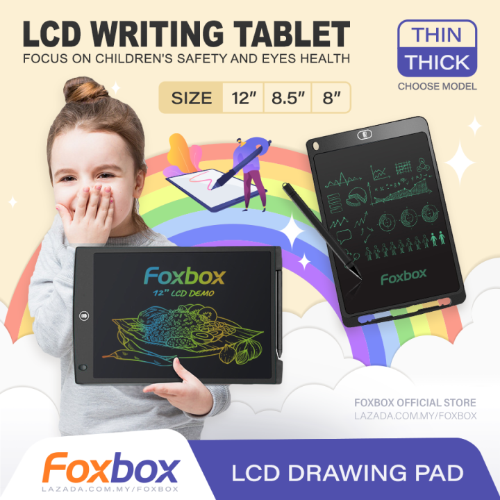 Clear Stock) FOXBOX Kids LCD Drawing Pad Writing tablet Writing