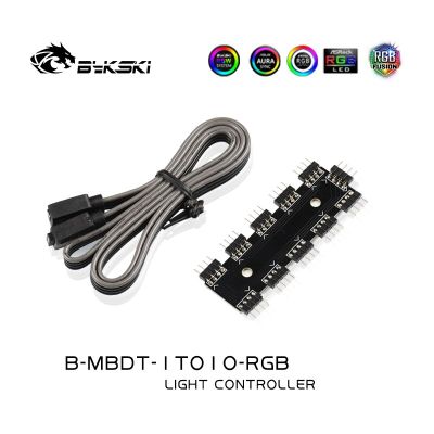 Bykski Led Strip 1ถึง10 RGB Hub,Lighting Splitter เมนบอร์ด A-RGB Controller Convertor ขยายพอร์ต12V/5V B-MBDT-1TO10