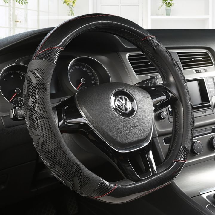 car-steering-wheel-cover-carbon-fibre-leather-for-nissan-qashqai-j11-x-trail-t32-for-vw-golf-7-2015-polo-jatta-passat-tiguan