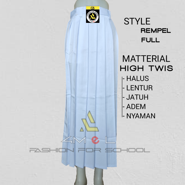 Rok putih rempel Full Seragam sekolah SMP/SMA.kain High Twis | Lazada ...