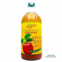 Happy mate Organic แอปเปิลไซเดอร์ 965มล. น้ำส้มสายชูหมักจากแอปเปิ้ลออร์แกนิค Apple Cider Vinegar  KETO //จำกัดการซื้อ ไม่เกิน 2 ขวด ต่อ 1ออเดอร์