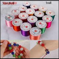 78YUANFF 50m/Roll เครื่องมือ เครื่องประดับ สร้อยข้อมือ DIY เชือกร้อยลูกปัด คริสตัล สายยางยืด เกลียว