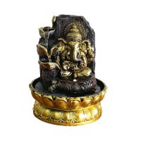 Tabletop Fountain Desktop Water Fountain Ganesha Elephant Statue Buddha Decoration Home Ornament With Light Ball Decor For Home