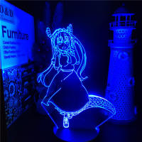 Anime Miss Kobayashis Dragon Maid 3D Lamp Tohru Kawaii Maid LED Night Light Lamp Illusion Lampara Kids Bedroom Decor Manga Gift