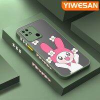 YIWESAN เคส10C สำหรับ Redmi เคสนิ่มป้องกันคลุมทั้งหมดปลอกซิลิโคนลายการ์ตูนดอกไม้บางเมโลดี้มีน้ำค้างแข็งโปร่งใสเนื้อแข็งขอบสี่เหลี่ยมกันกระแทก